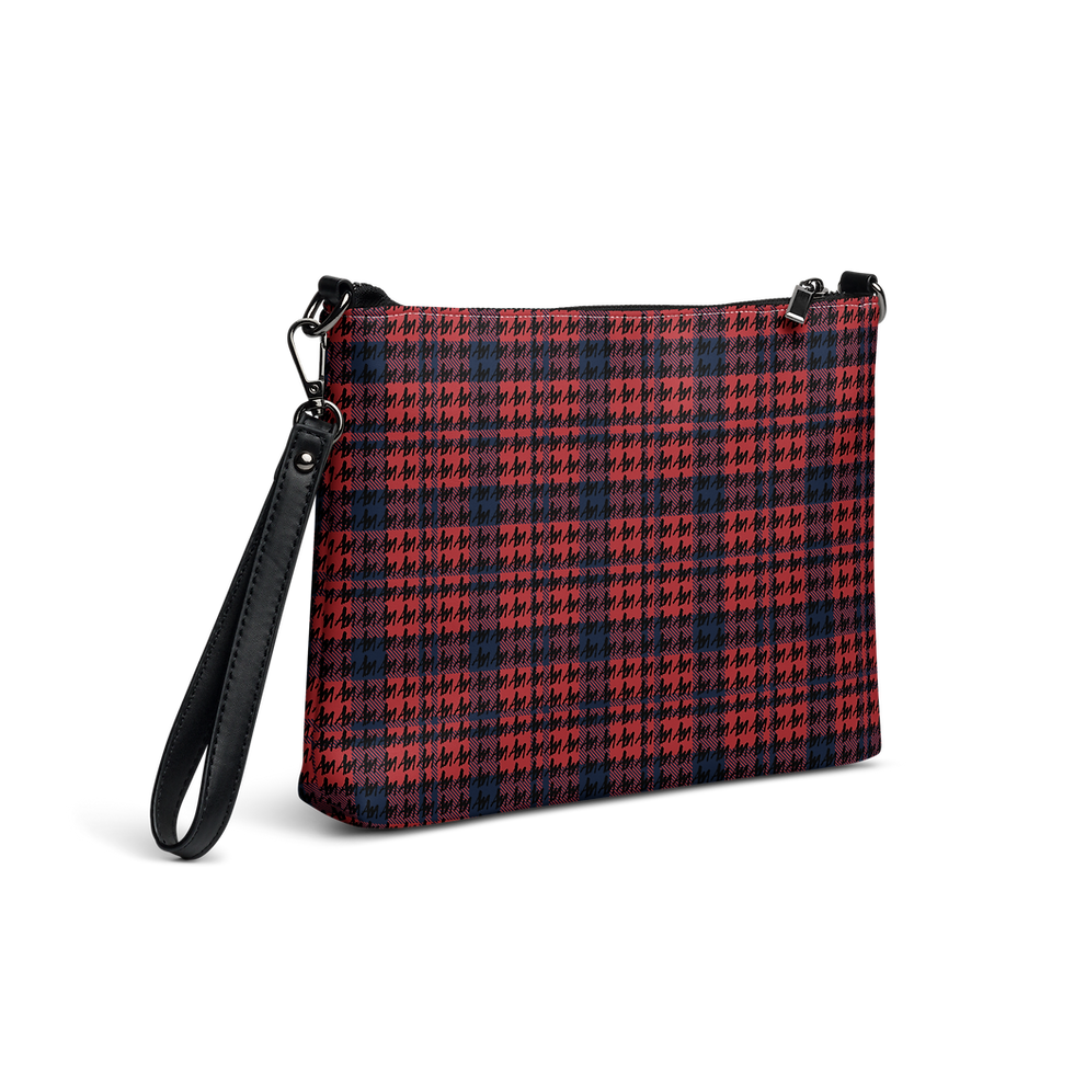 Thumbnail: The AM Small All Over Print Crossbody Bag - Red/Navy Tweed Print