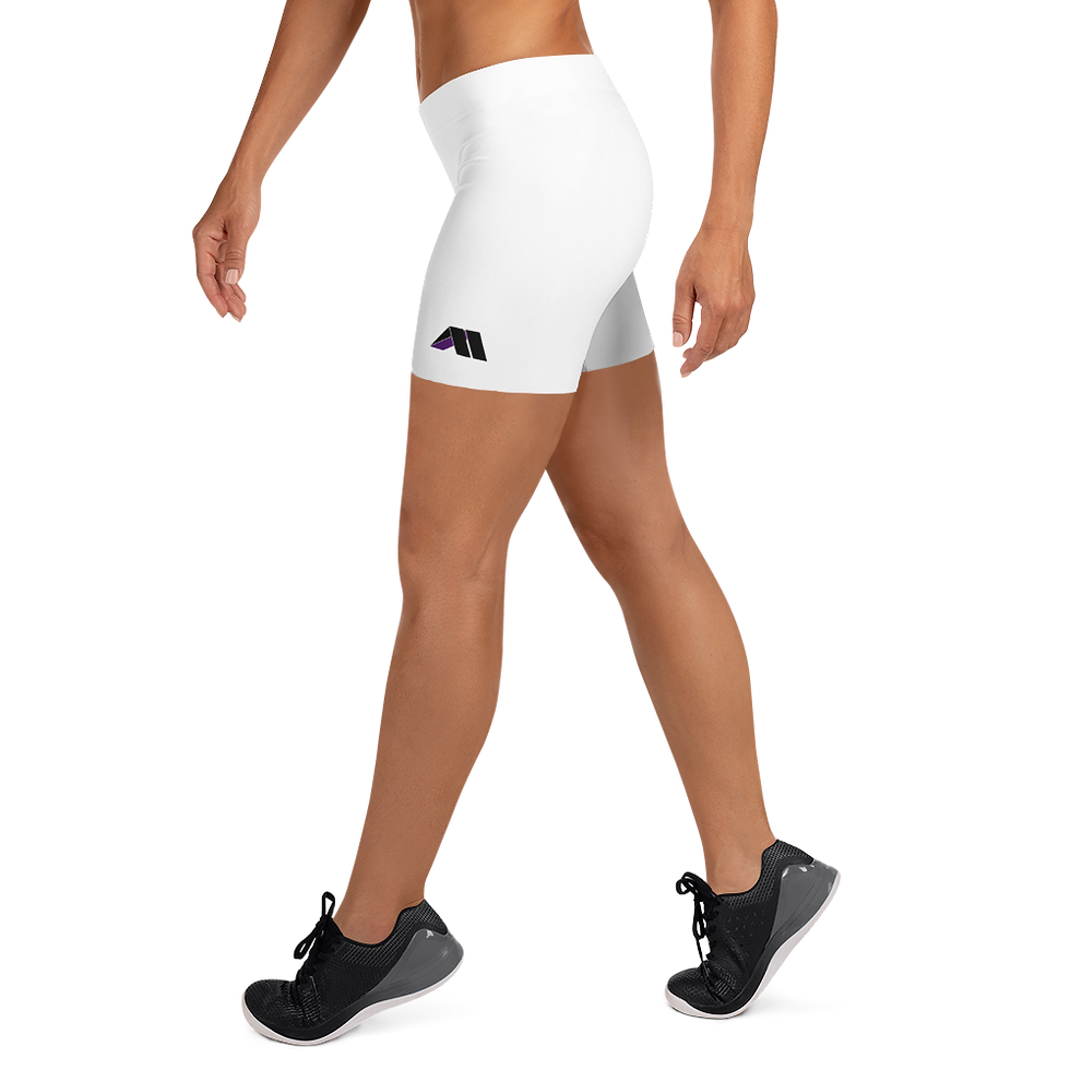 Thumbnail: AM Logo Sports Shorts - Low Logo Placement - Pure White