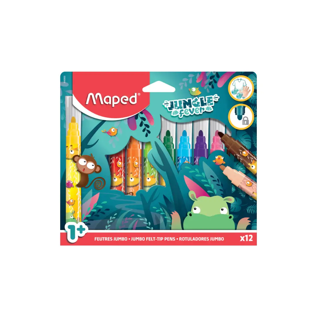 JUNGLE FEVER JUMBO FELT-PENS X12