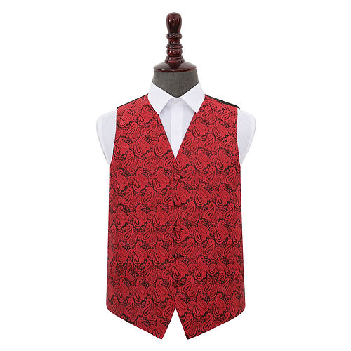 Paisley Waistcoat - Black & Red