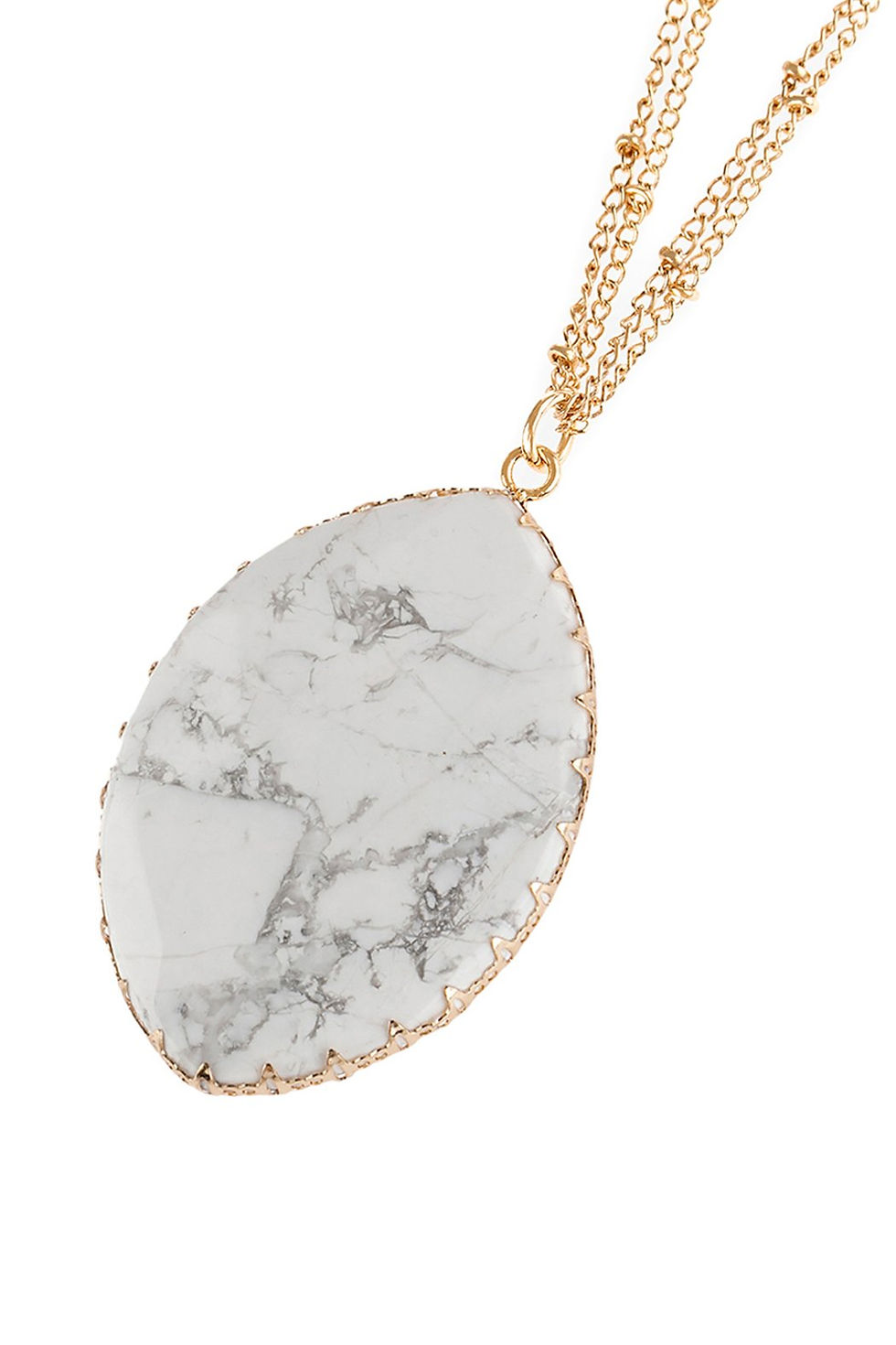 Thumbnail: Natural Stone Wrap Oval Pendant Chain Necklace
