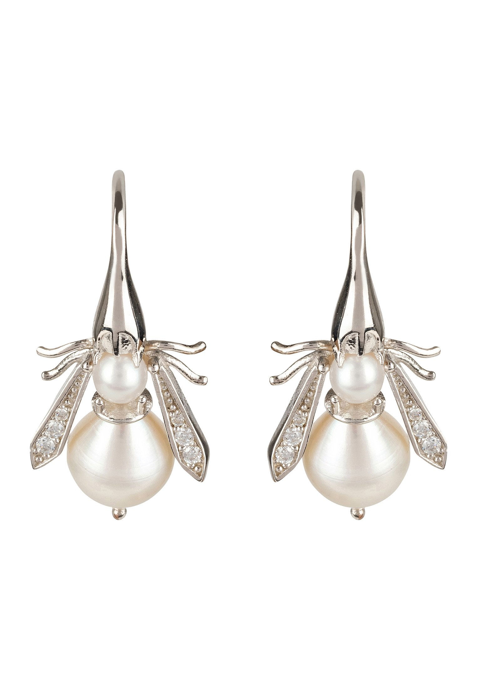 Pearl Honey Bee Earring Silver
