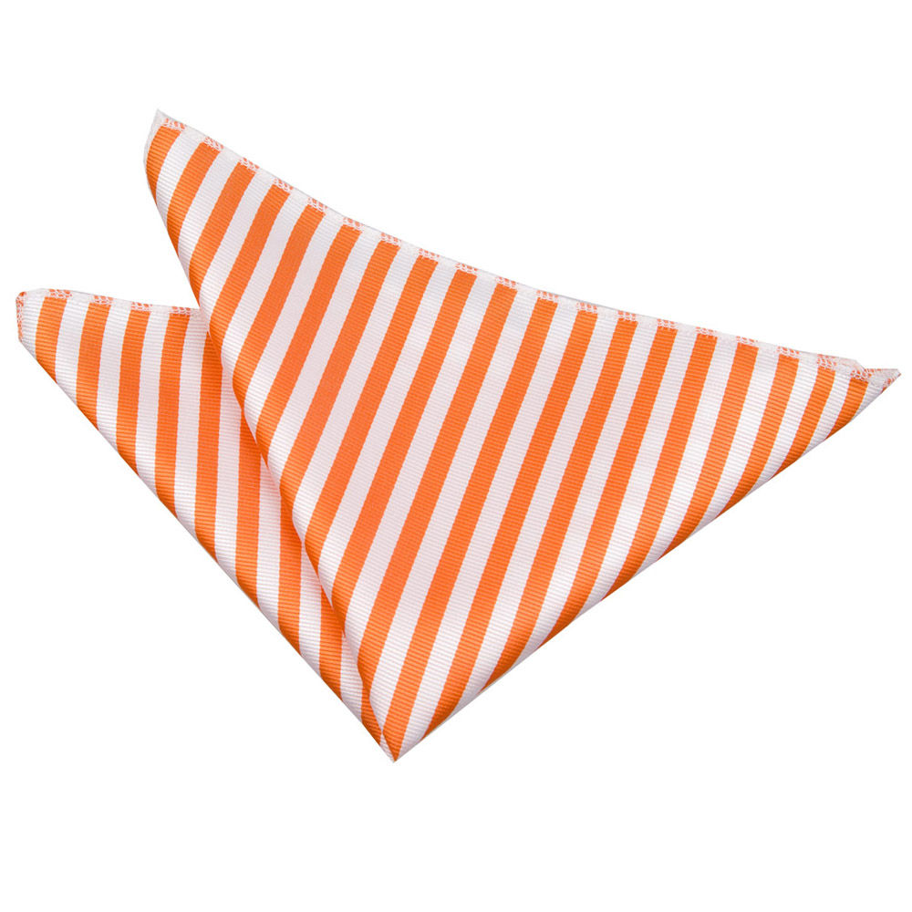 Thin Stripe Handkerchief - White & Orange