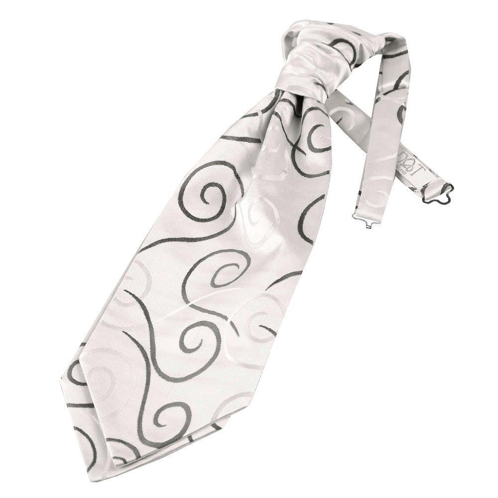 Scroll Pre-Tied Ruche Cravat - Black