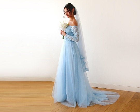 Thumbnail: Light Blue Wedding Veil  #4015