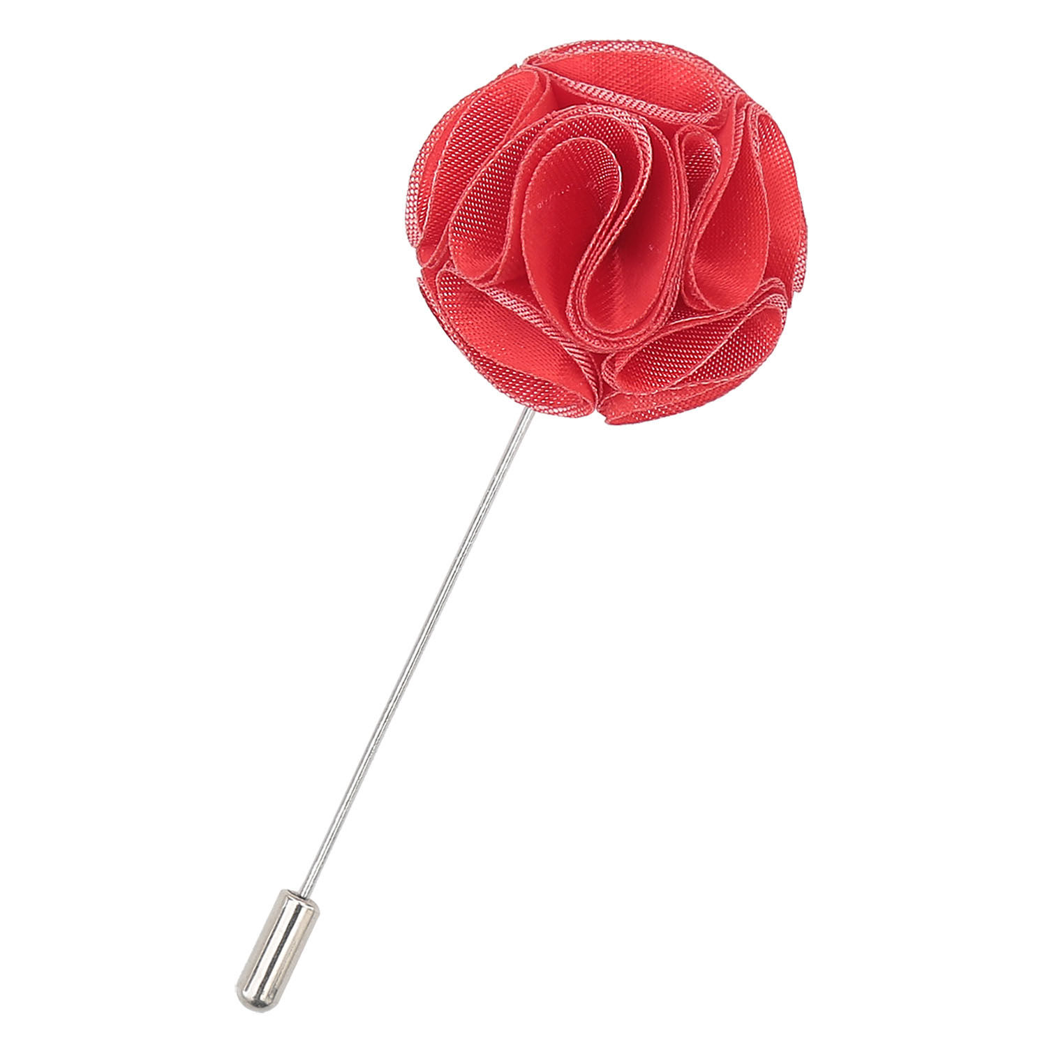 Plain Shantung Lapel Pin - Red