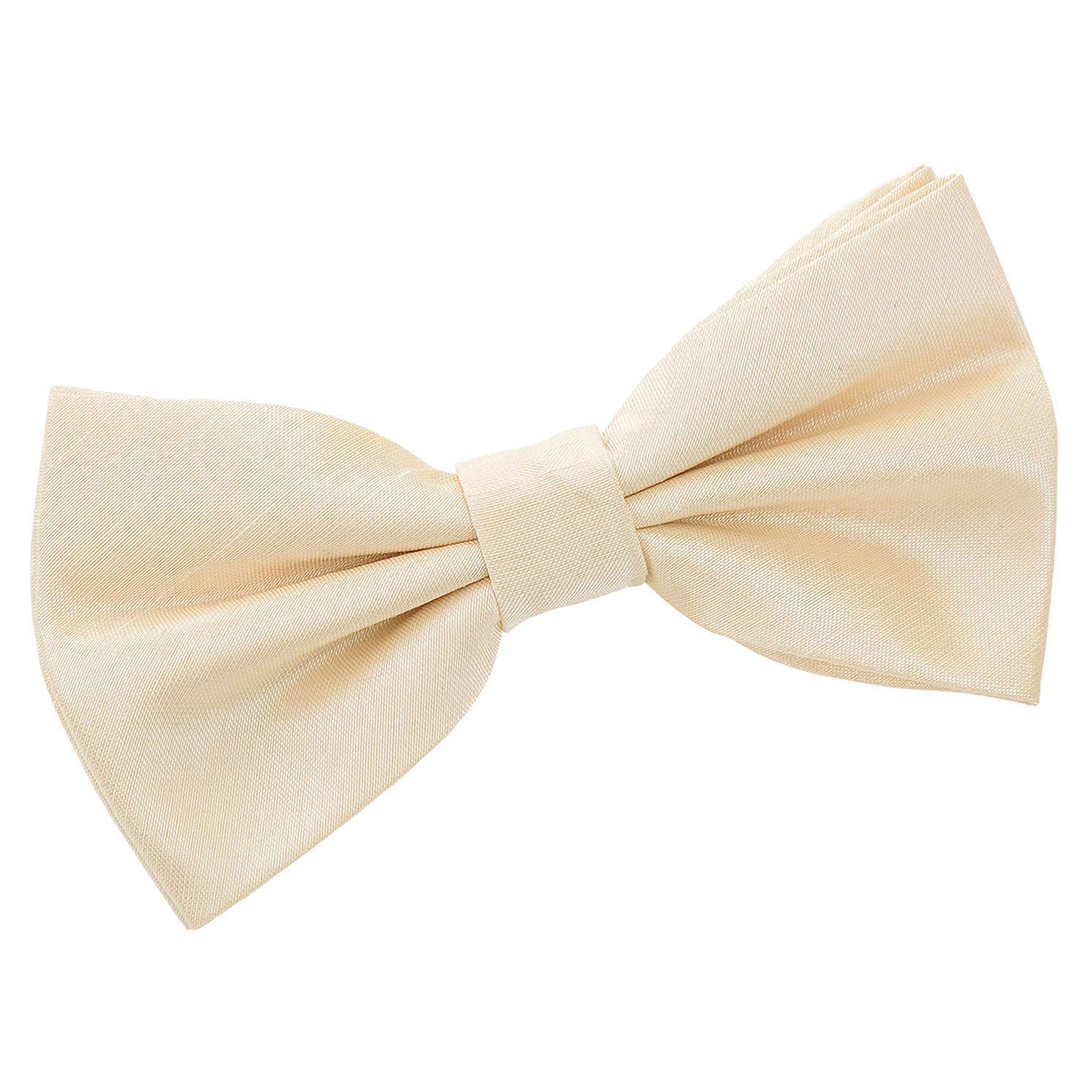 Plain Shantung Pre-Tied Bow Tie - Beige