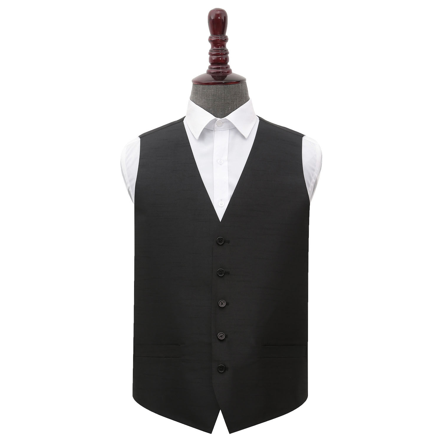 Plain Shantung Wedding Waistcoat - Black
