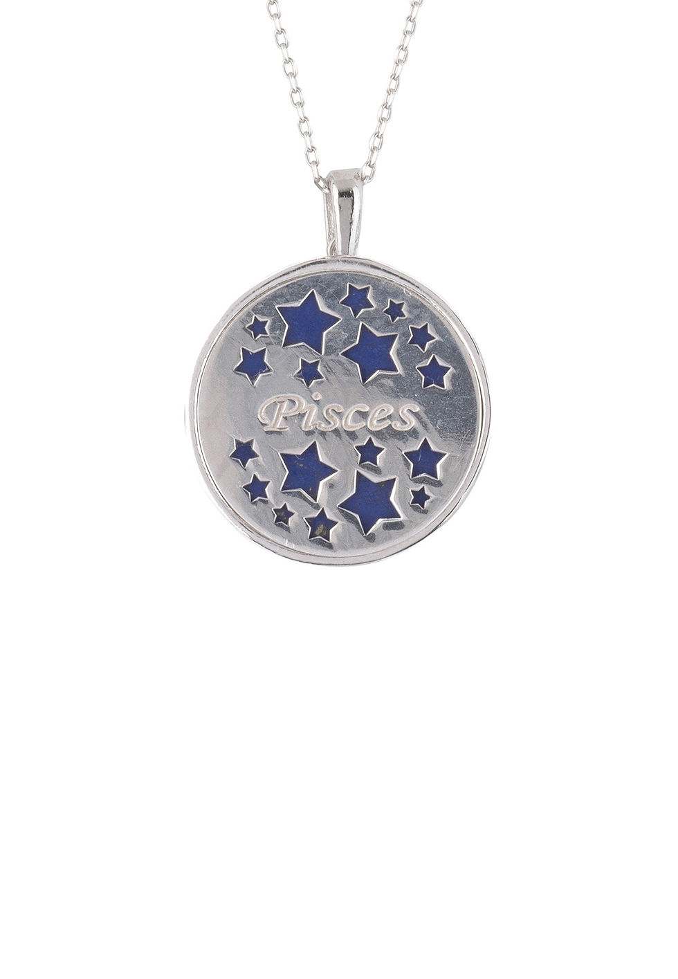 Miniaturebillede: Zodiac Lapis Lazuli Gemstone Star Constellation Pendant Necklace Silver Pisces