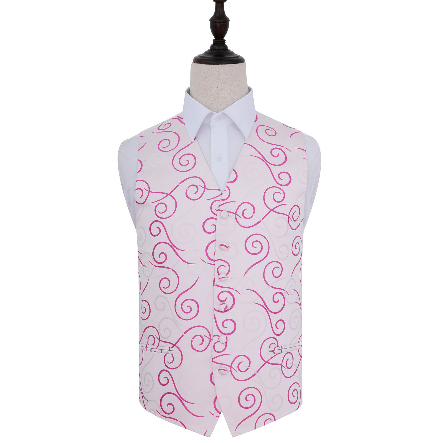 Scroll Waistcoat - Ivory &  Hot Pink