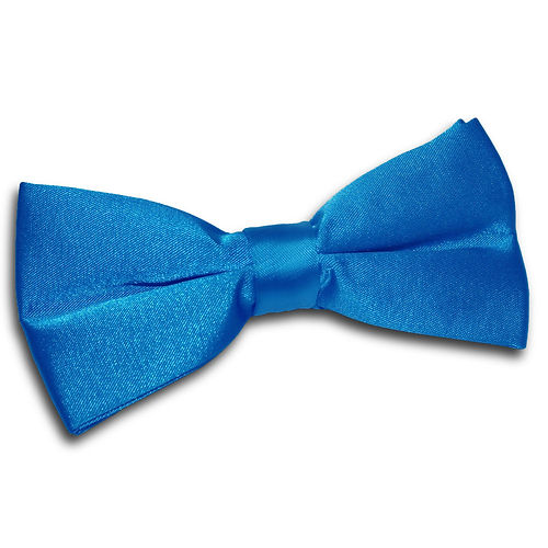 Plain Satin Pre-Tied Bow Tie - Electric Blue