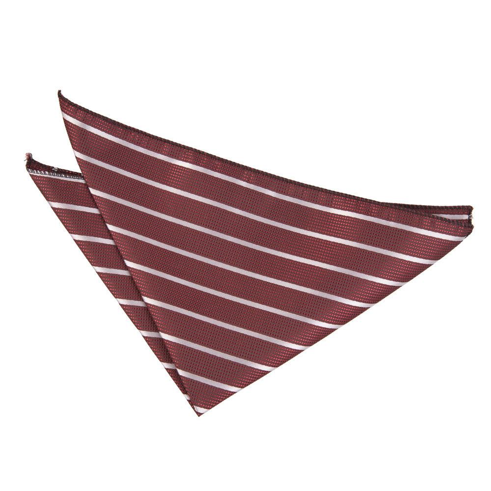 Single Stripe Handkerchief - Burgundy & Silver