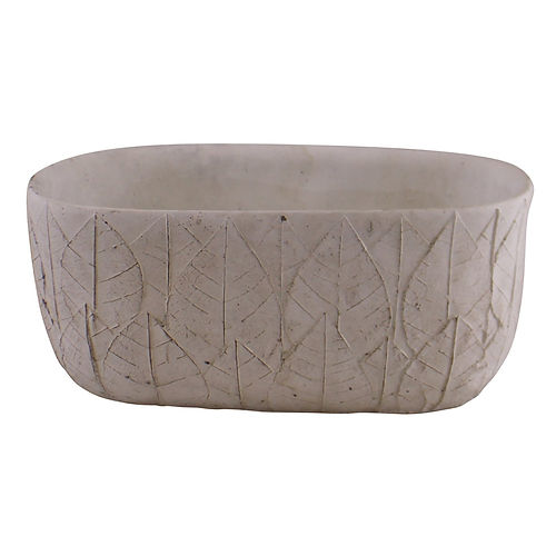 Cement Embossed Leaf Planter, 20x12cm