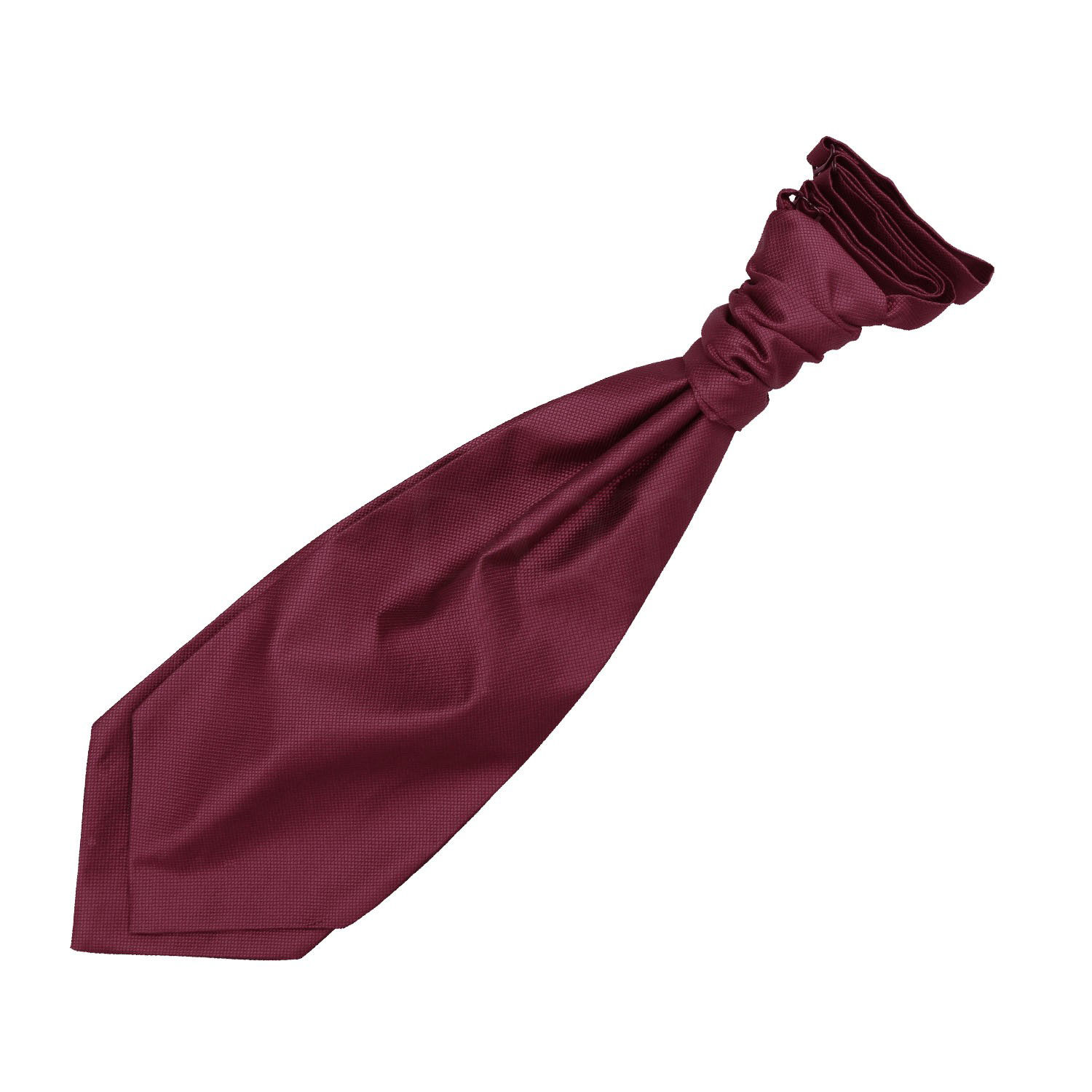 Solid Check Pre-Tied Ruche Cravat - Burgundy