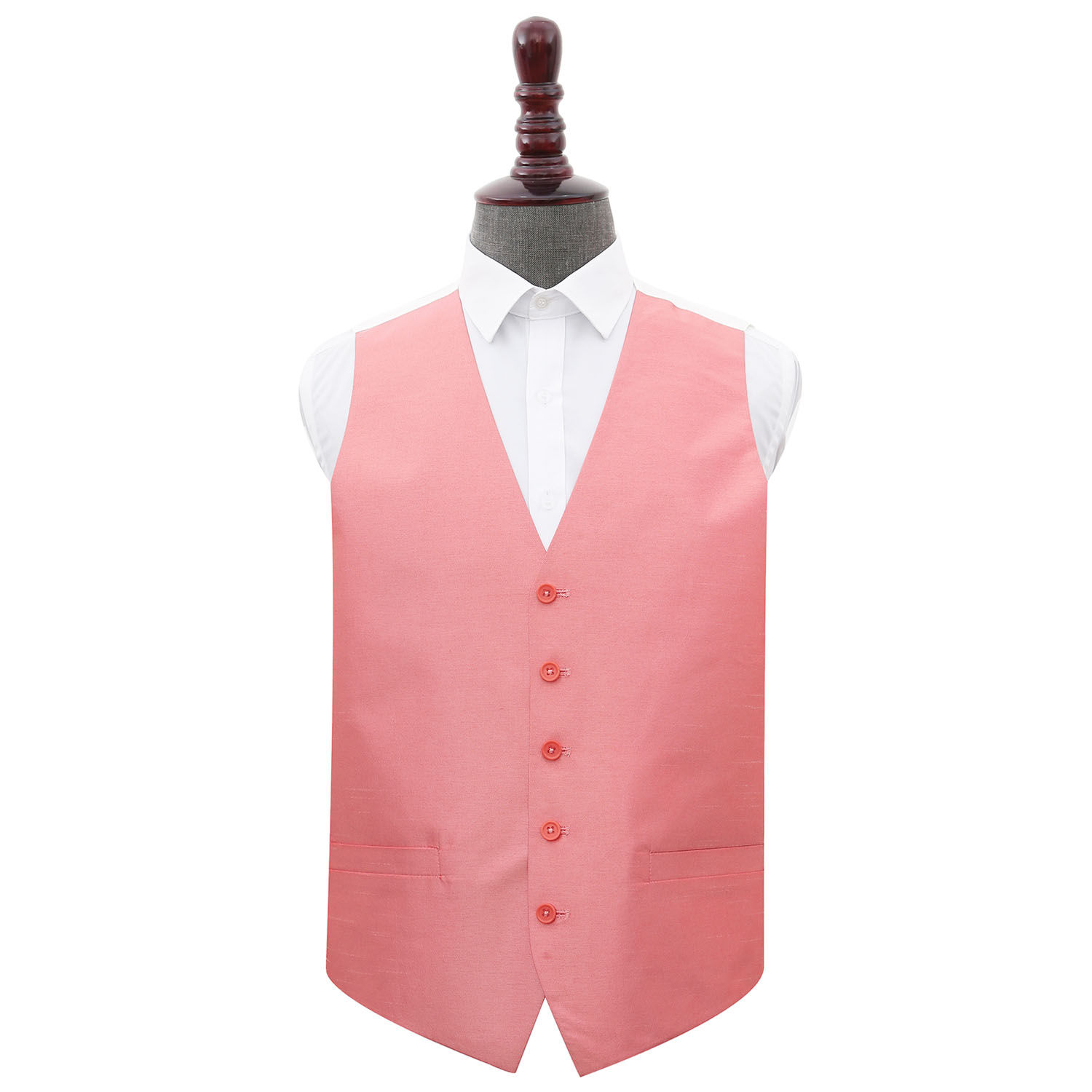Plain Shantung Wedding Waistcoat - Salmon Pink