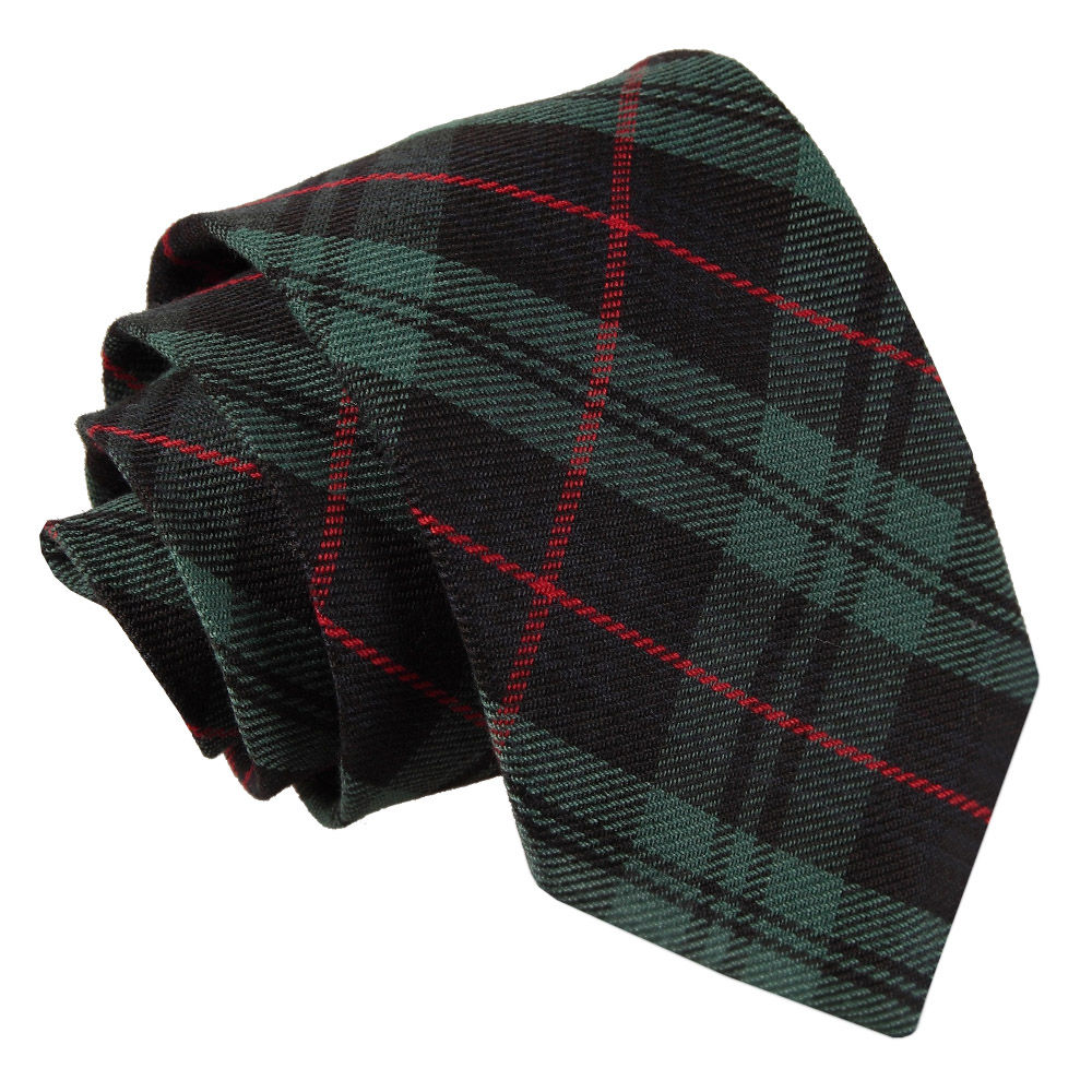 Tartan Classic Tie - Black &  Green with Red