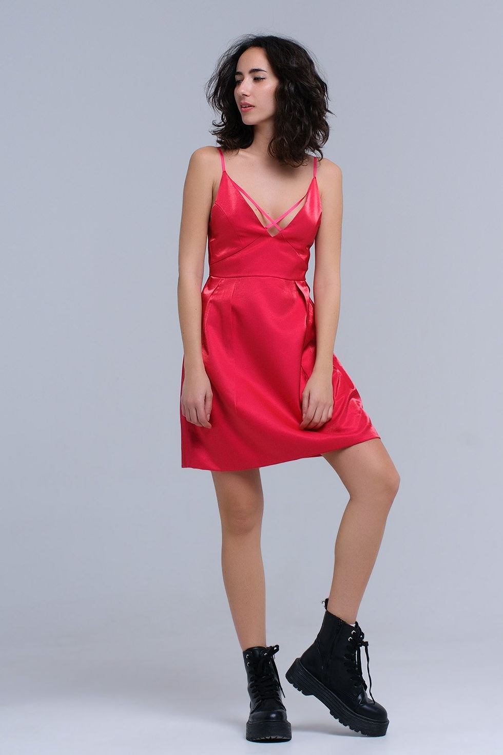 Miniatura: Fuchsia Dress With Crossed Ribbons