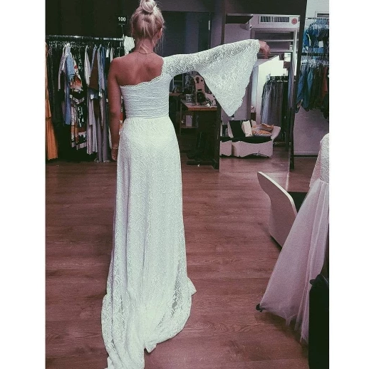 Thumbnail: One Shoulder Dress With  Train  #1166