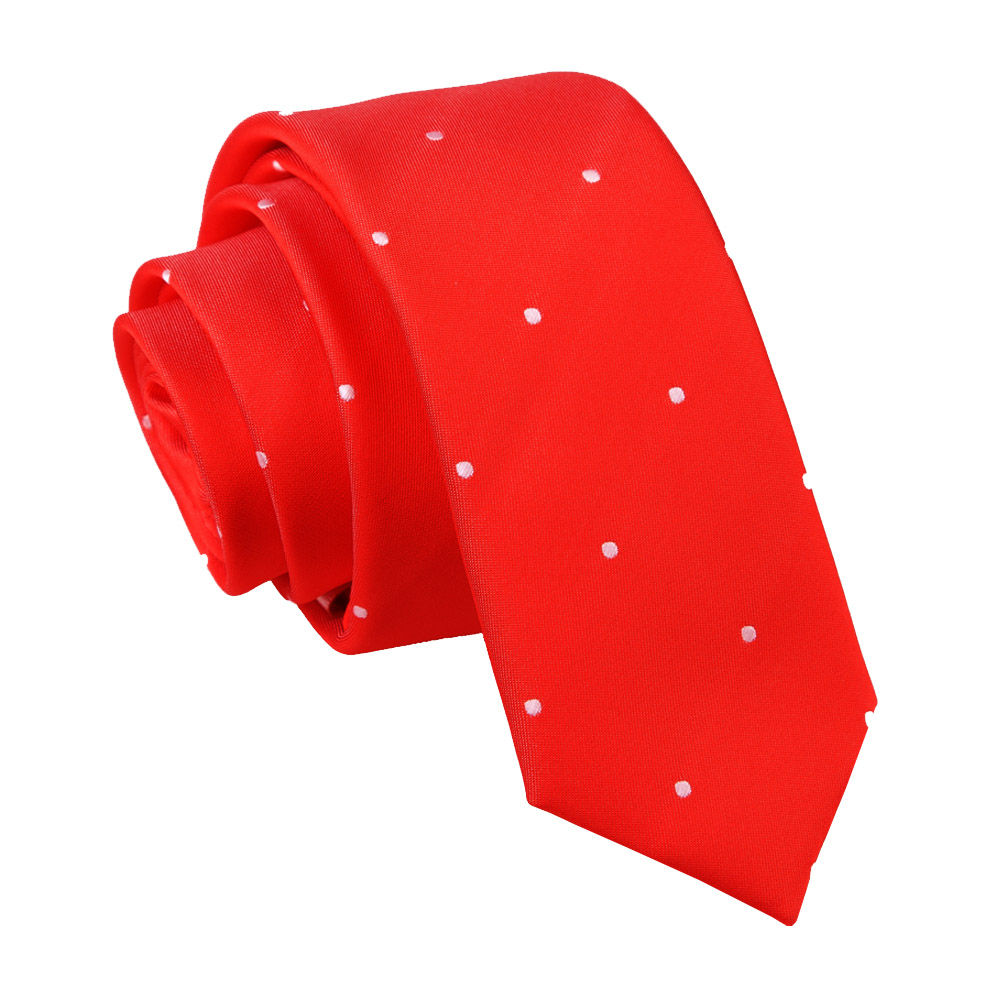 Pin Dot Skinny Tie - Red