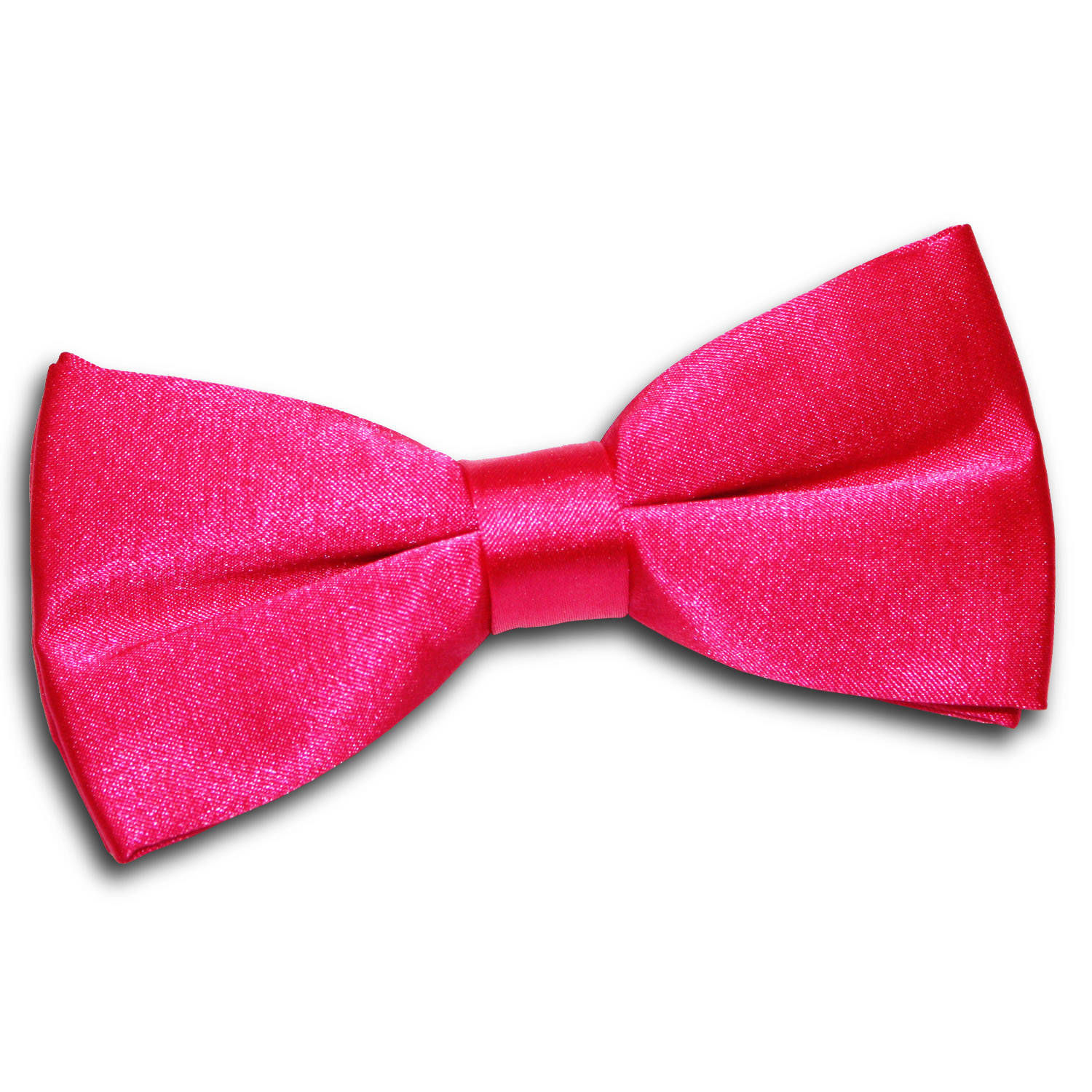 Plain Satin Pre-Tied Bow Tie - Hot Pink