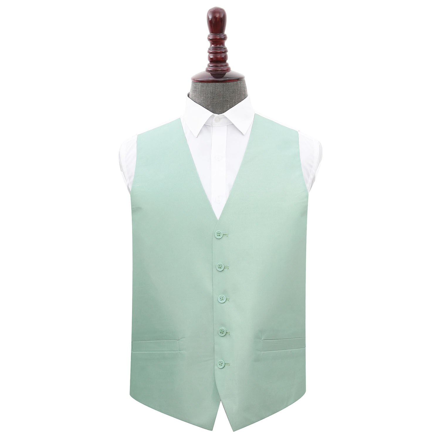 Plain Shantung Wedding Waistcoat - Dusty Green