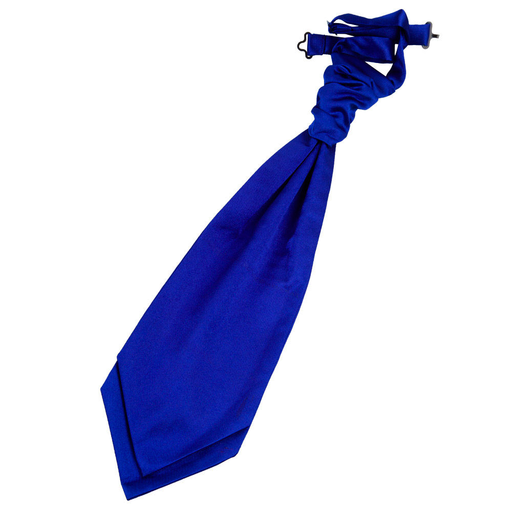 Plain Satin Pre-Tied Ruche Cravat - Royal Blue
