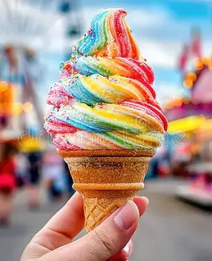 vibrant-colorful-rainbow-ice-cream-cone-held-summer-fair-carnival-sweet-treat-close-up-aga