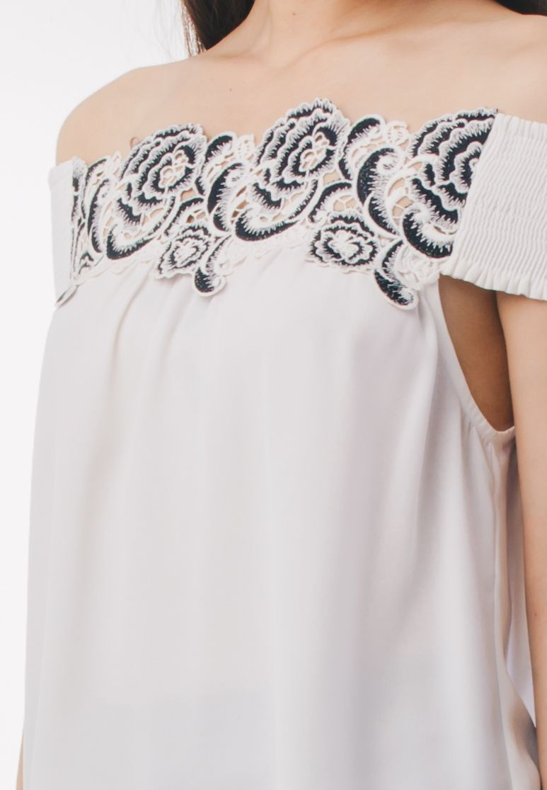 Thumbnail: Guipure Lace Off Shoulder Top