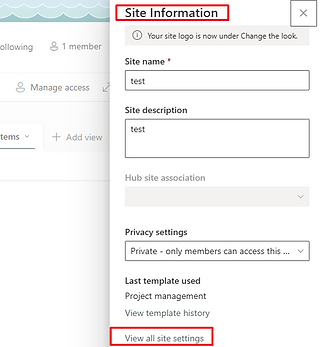 Select view all site settings