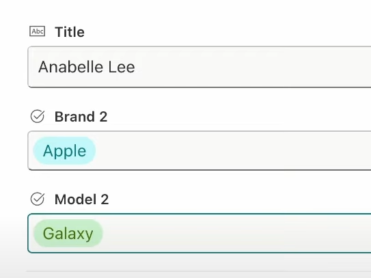 2 choice columns with a brand and model