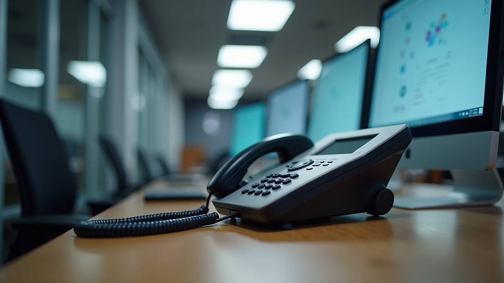 Eye-level view of a modern office phone system