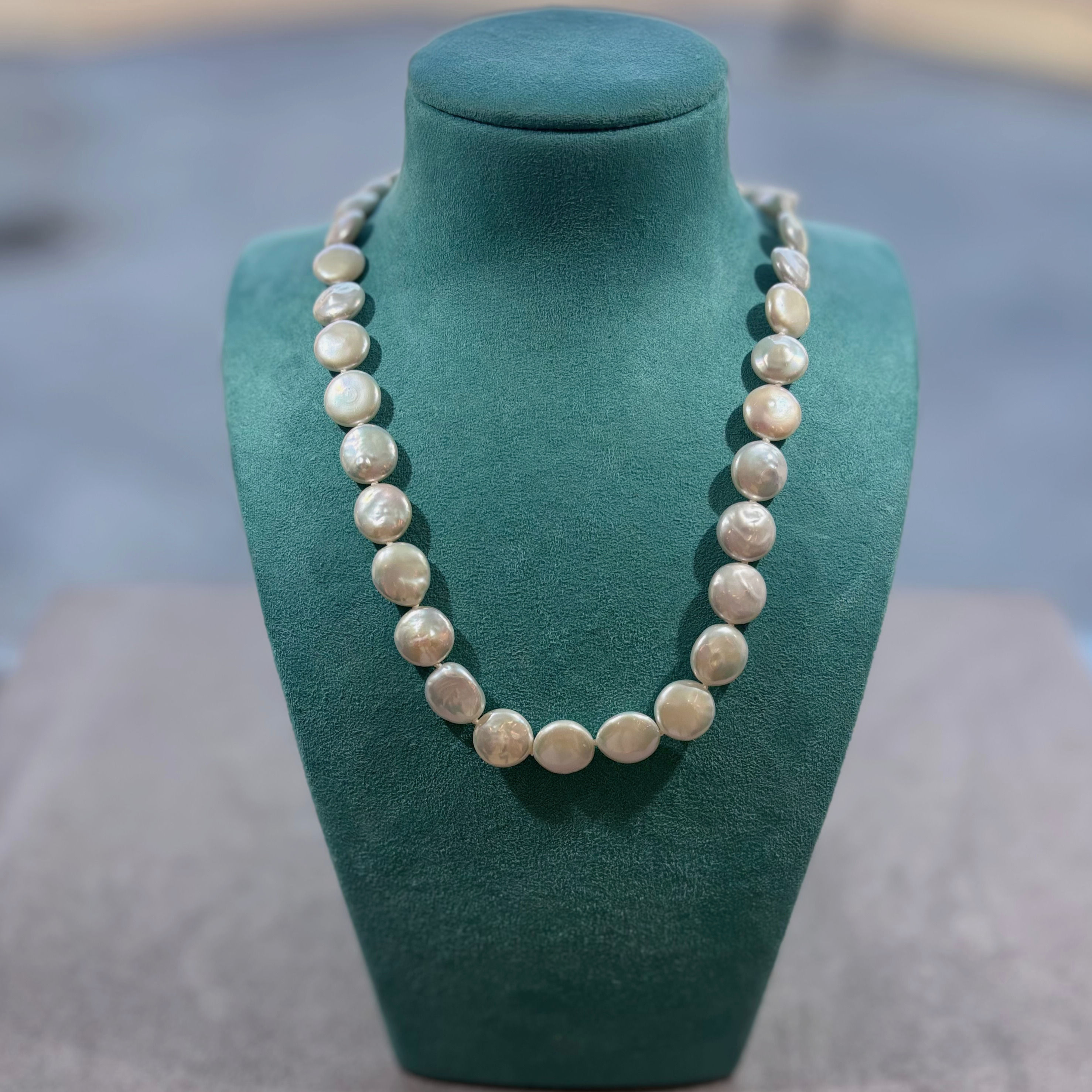 Button Pearl 12-13mm Necklace