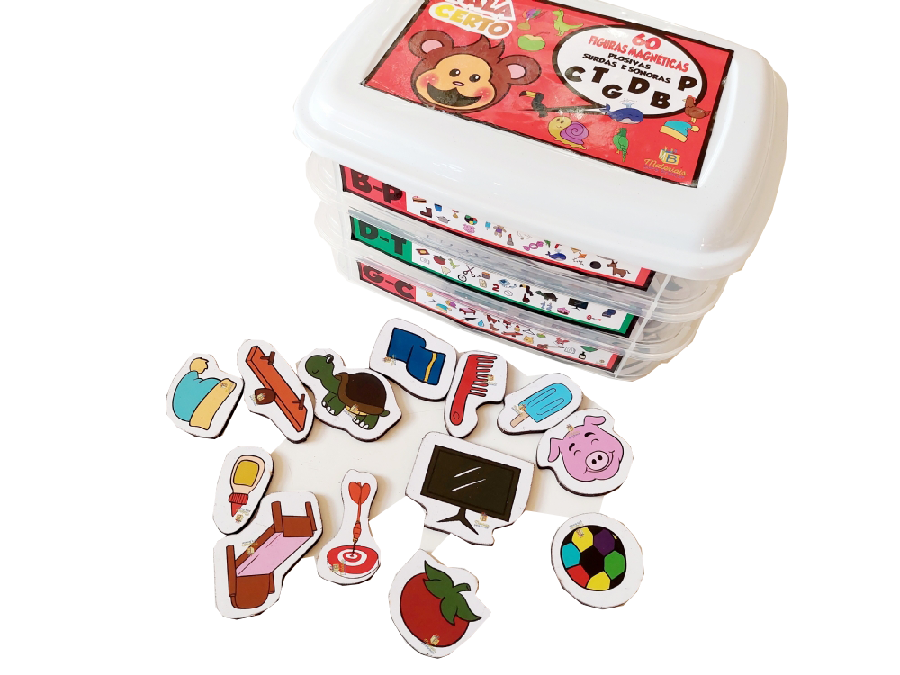 Fichas Magnéticas - Fonemas Plosivos (vermelho)