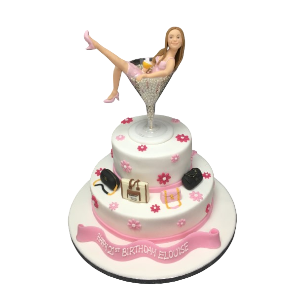 Stylish Martini Glass Girl Duo cake designed with delicate details and elegant artistry, perfect for special occasions and celebrations.