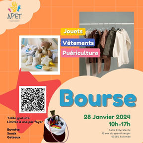 Bourse aux jouets, vêtements, puériculture, dimanche 28 janvier 2024