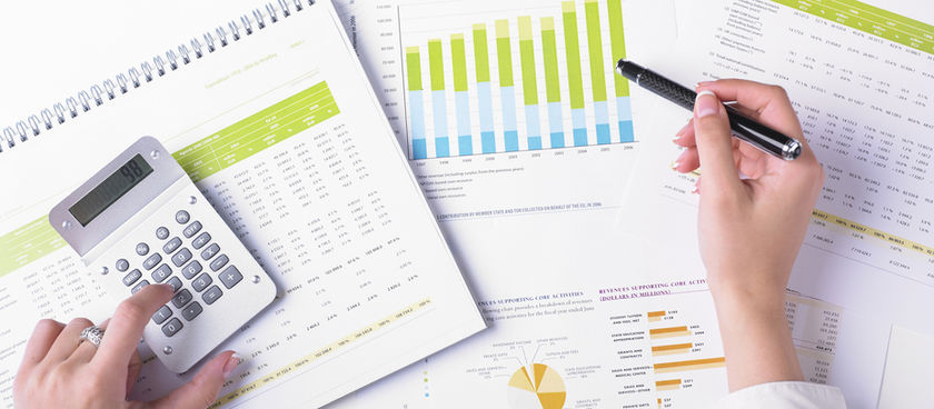 Person examining data