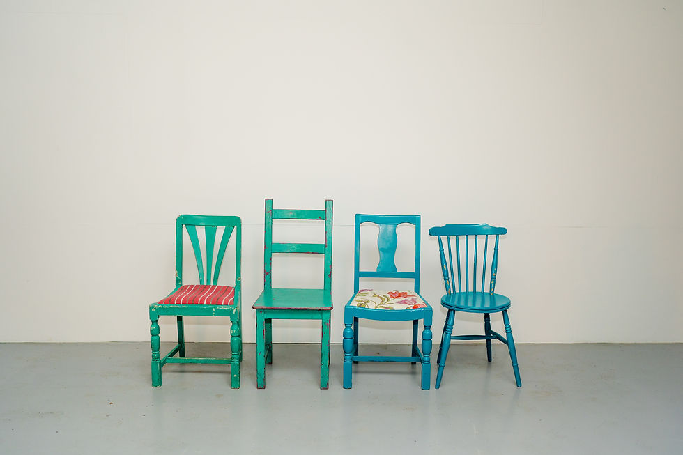 Thumbnail: Mis-matched colourful chairs