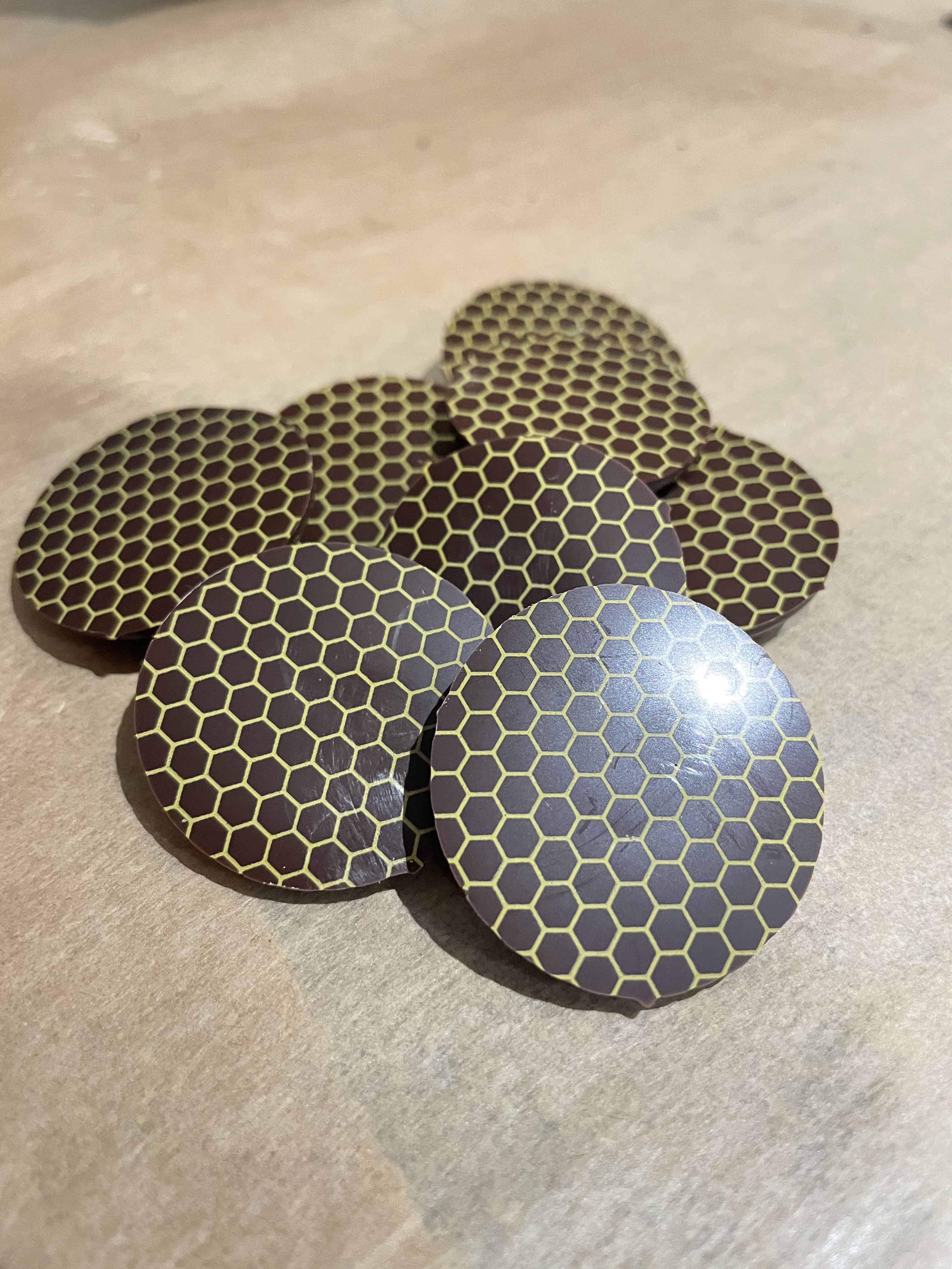 Honeycomb pattern buttons