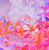 tender embrace - mixed media intense colors abstract of flowers