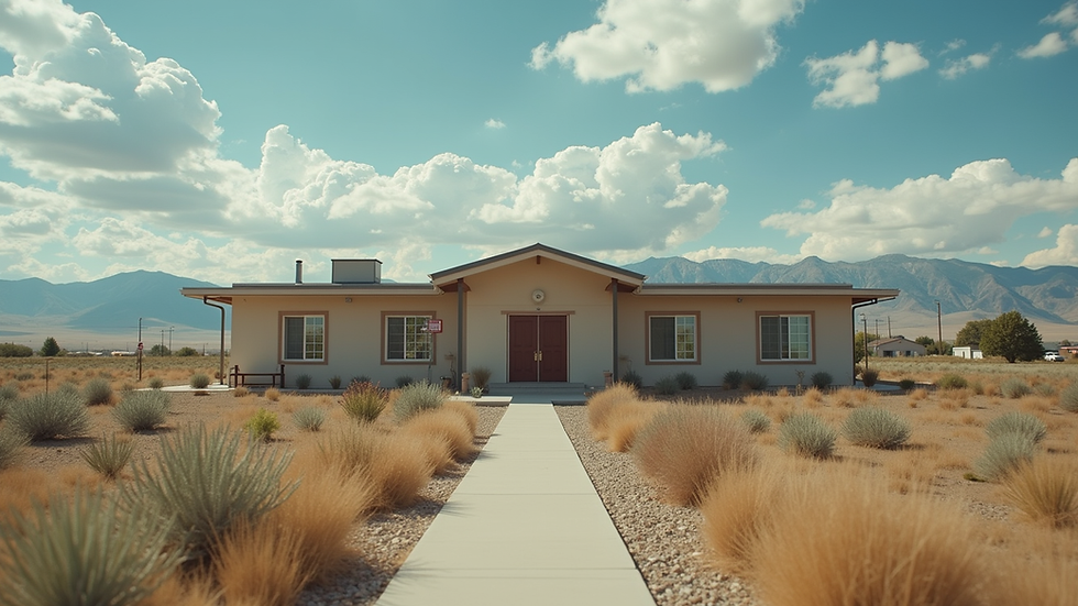 Eye-level view of a community health clinic in a rural Colorado town
