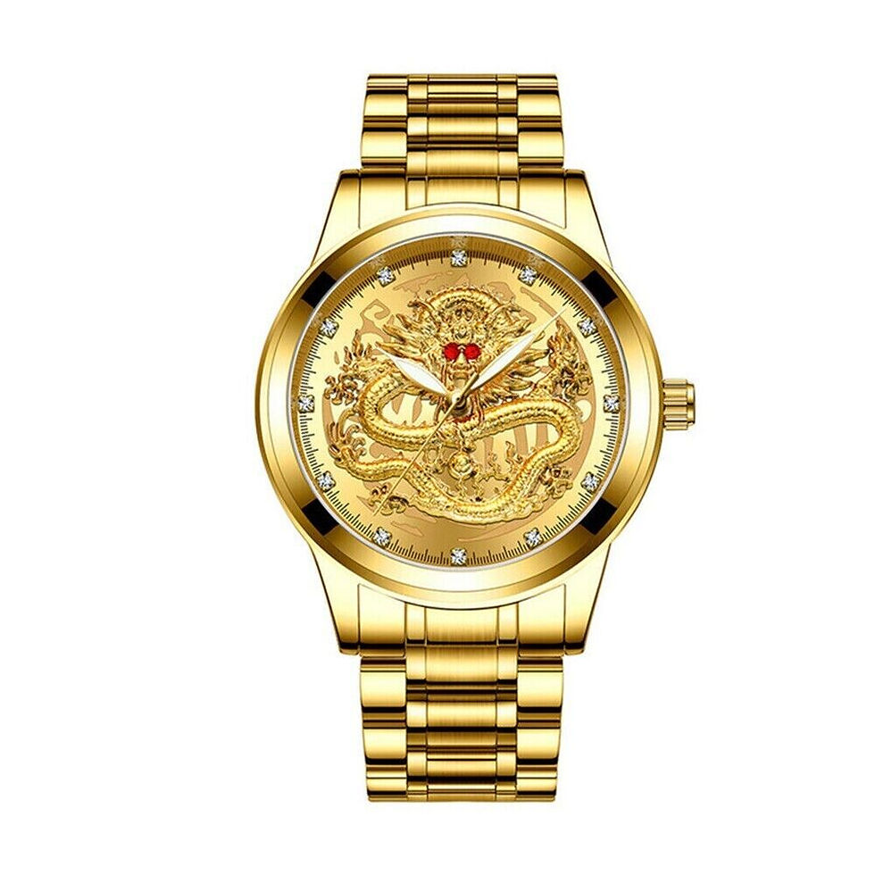Miniatura: Business Gift Waterproof Gold Men's Diamond Quartz Watch Classic Stainless Steel