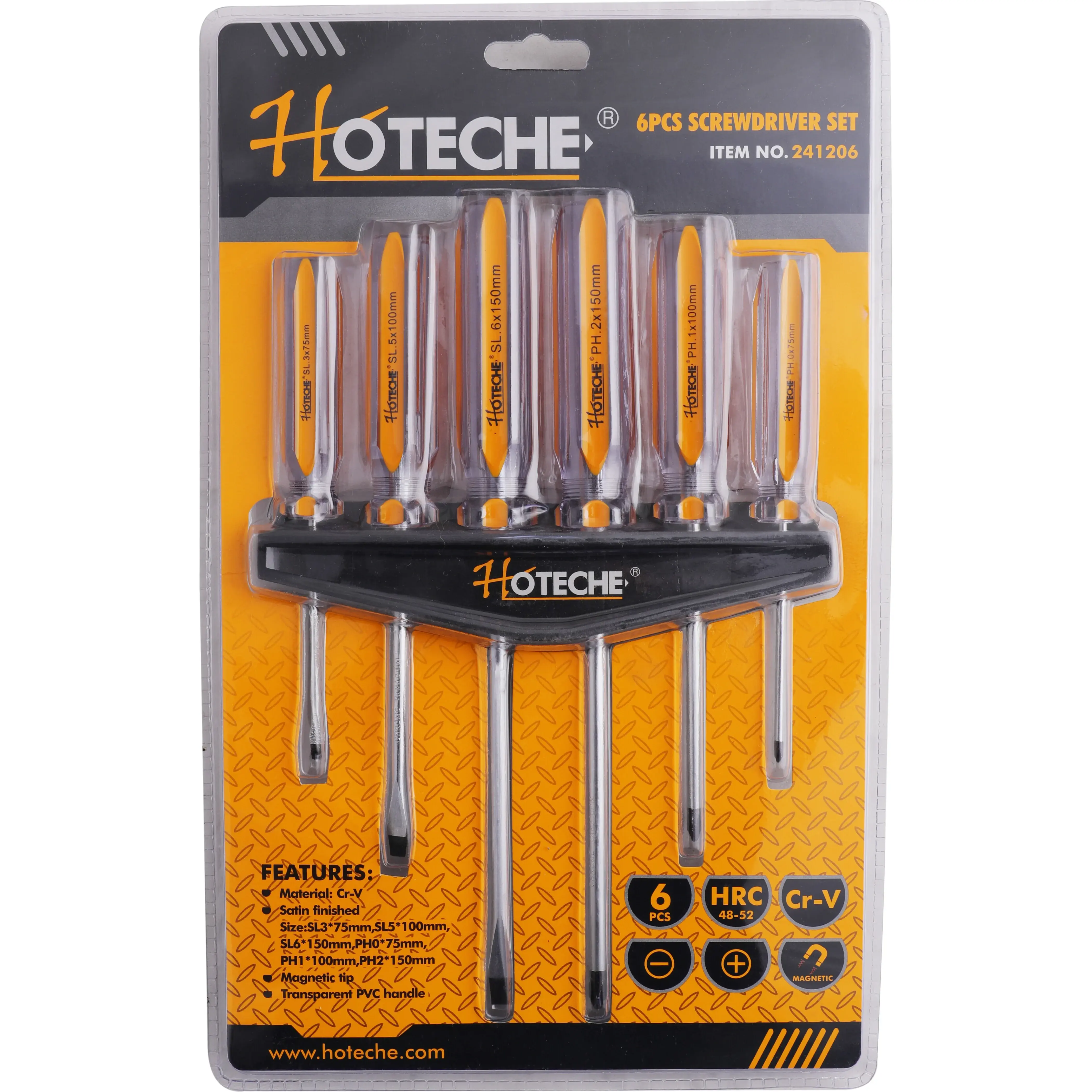 Juego de destornilladores 6 Pzas punta magnética Hoteche
