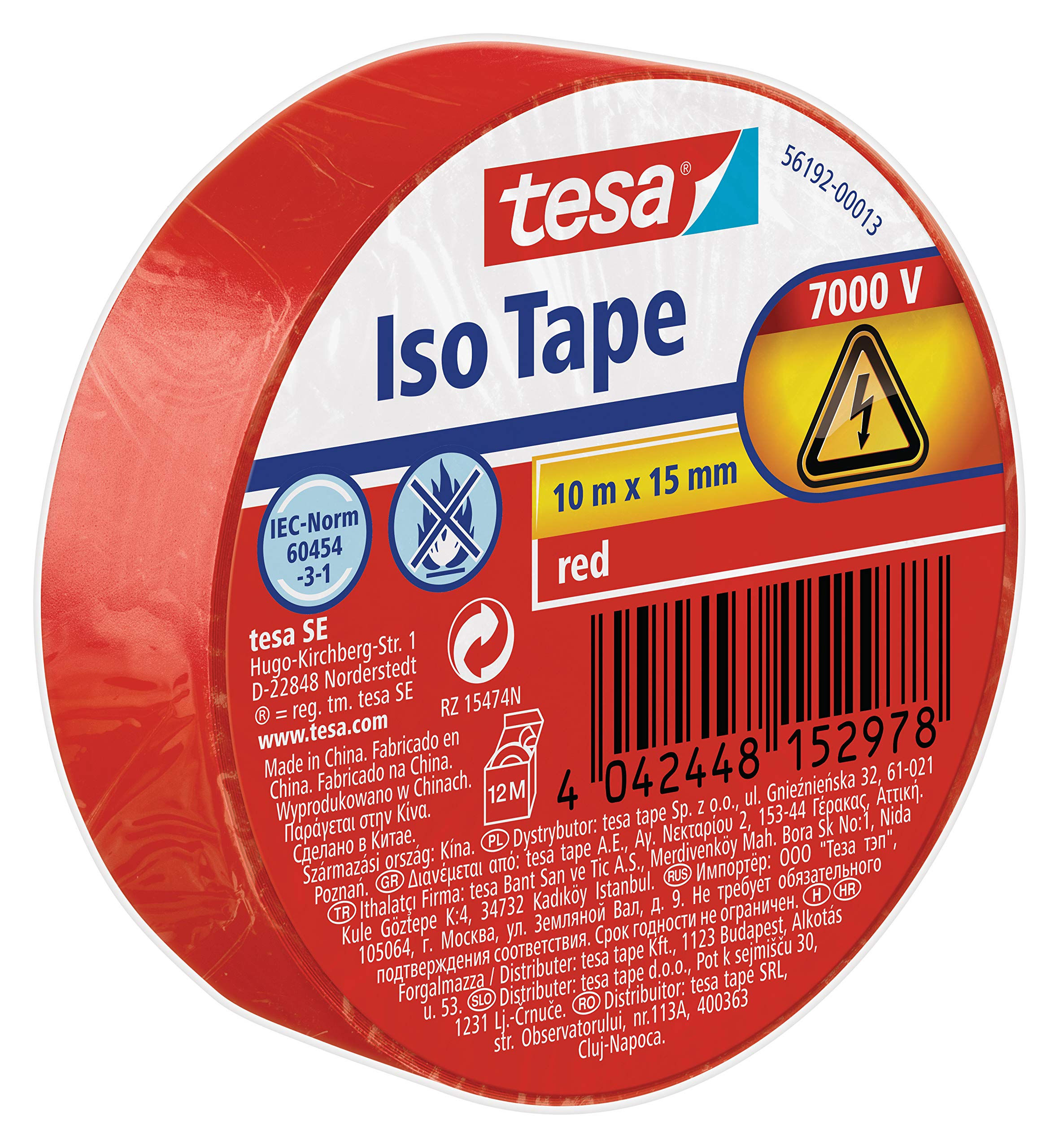 Tape Electrico rojo 10mx15mm TESA