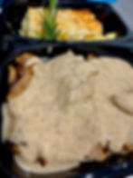 Pain de viande sauce champignon crème, gratin
