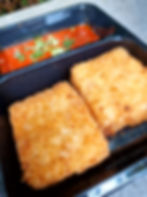 Croquettes de macaroni, sauce tomate