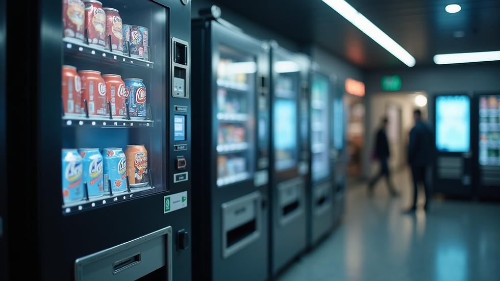 High angle view of a modern vending machine with a touchscreen display