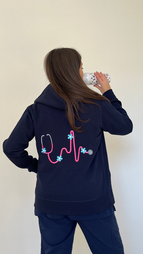 Felpa Infermiera In Cotone Felpato Heartbeat Flora Medlove