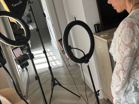 Ring lights set up to film content for social media