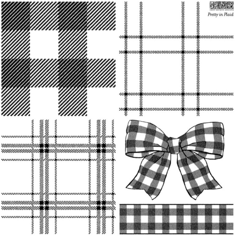 Iron Orchid Designs Pretty In Plaid Stamp