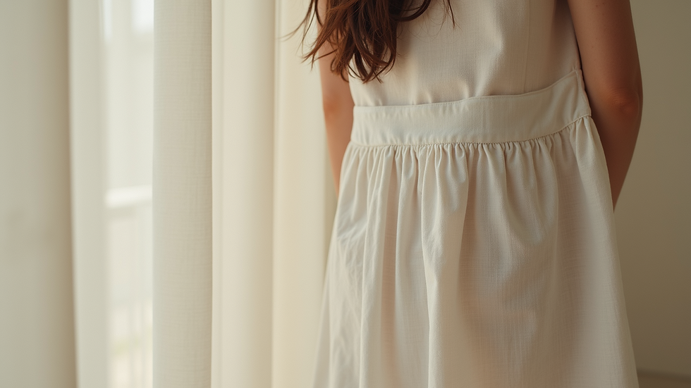 Close-up view of loose cotton clothing